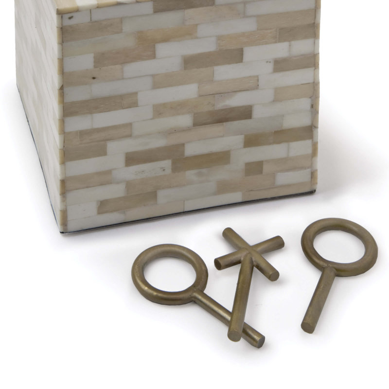 Multi-Tone Bone and Brass Tic Tac Toe Block