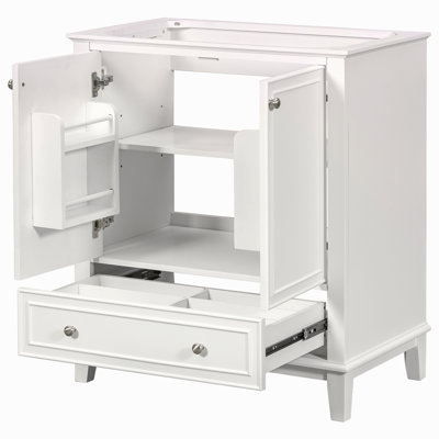 Meuble-lavabo 30 po sans lavabo, base seulement, armoire de salle de bain multifonctionnelle avec portes et tiroir, cadre solide et panneau de fibres à densité moyenne