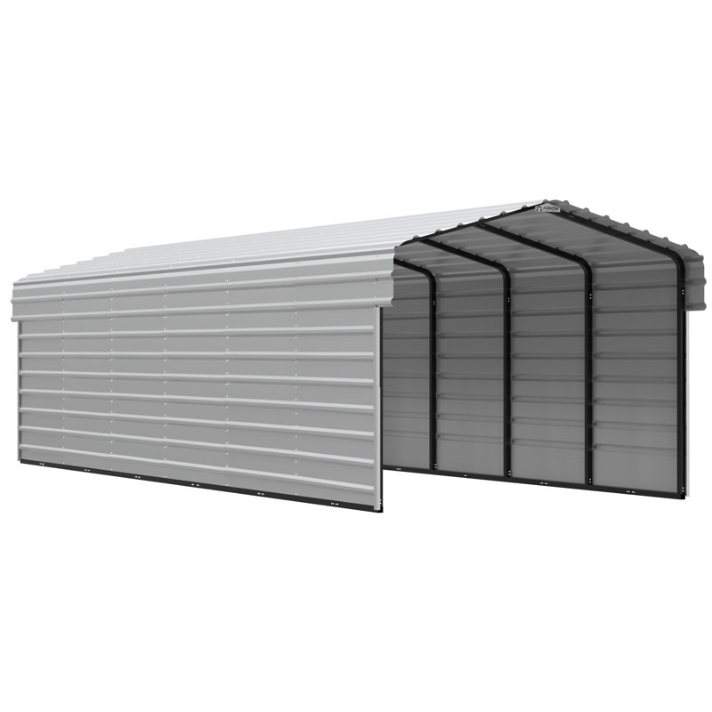 10 ft x 29 ft Eggshell Steel Carport Kit with Enclosure
