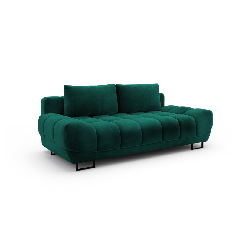 Nicolus 3 Seater Velvet Sofa Bed, Green