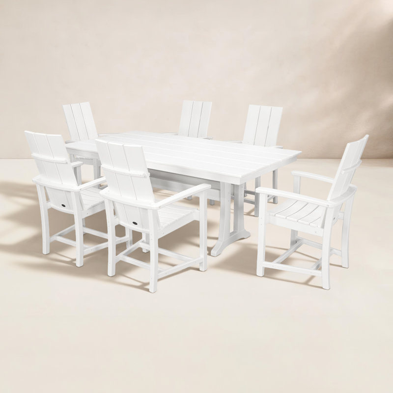 Ensemble repas de style campagnard 7 pièces POLYWOOD Adirondack, Blanc