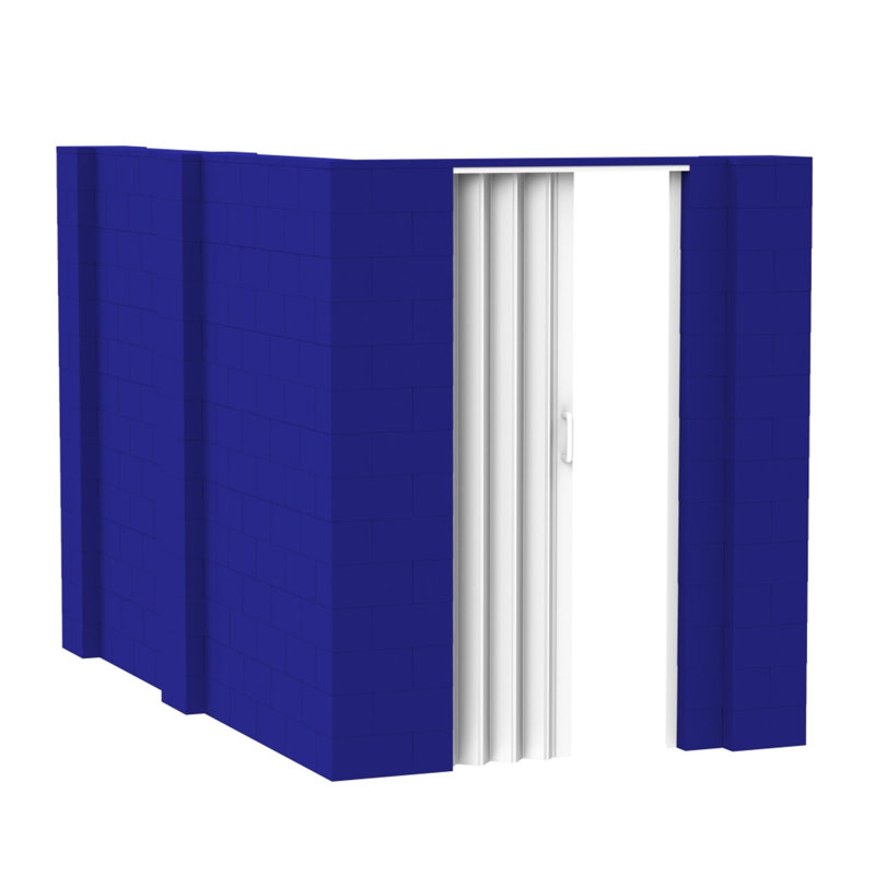 Ensemble mural en forme de L avec porte Everblock, H 84 po x l 120 po x P 72 po, Bleu