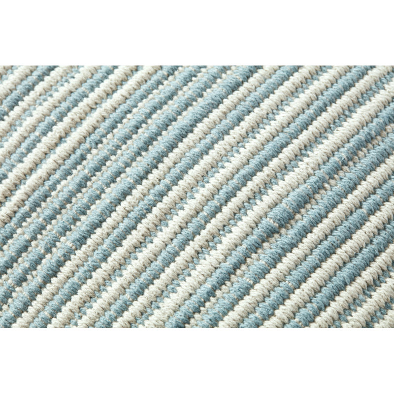 Ivory and Light Sky Blue Cotton Square Throw Pillow