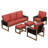 5-Person Outdoor Patio Cedar Wood Brown Round Wicker Sofa Seating Group with Olefin Thick Cushions,  Ottomans-1171110707