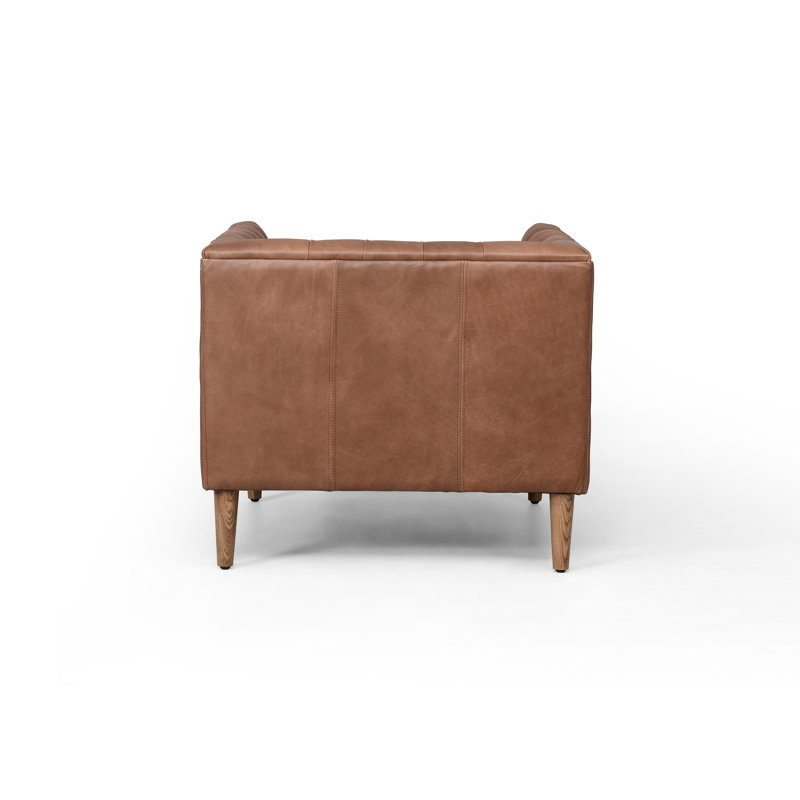 Williams Armchair, Natural Washed Camel, Natural Washed Chocolate Genuine Leather