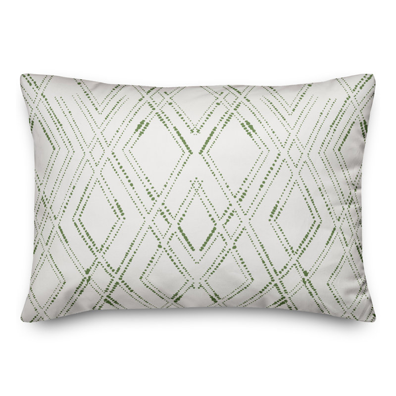  Coussin géométrique rectangulaire, Blanc / Vert