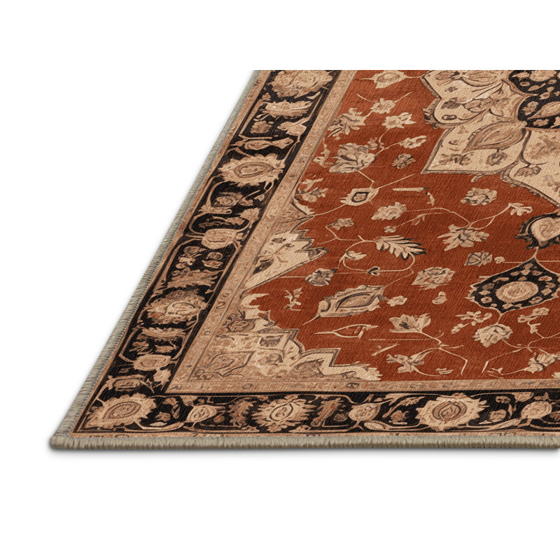 Tapis brun lavable à la machine, Rond 3 pi