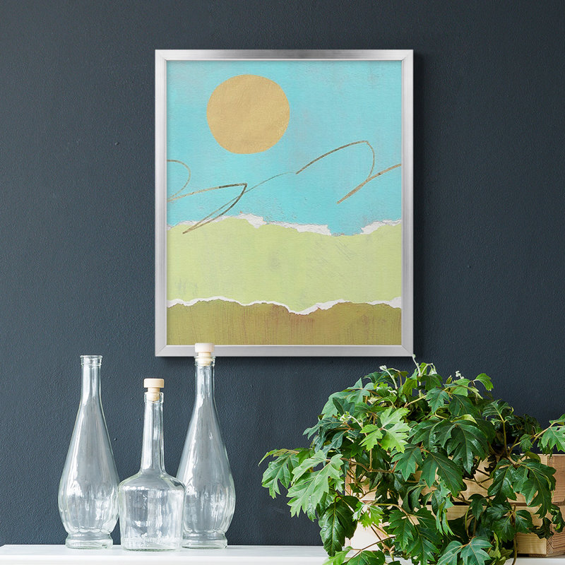 Toile encadrée de qualité supérieure verte et dorée I - prête à être accrochée, H 24 po x l 20 po, Argent