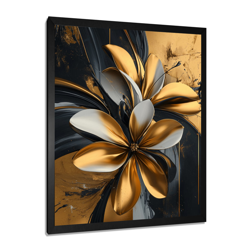 Norma - Floral Canvas Prints, Black, 20" H x 12" W, Single Picture Framed Print