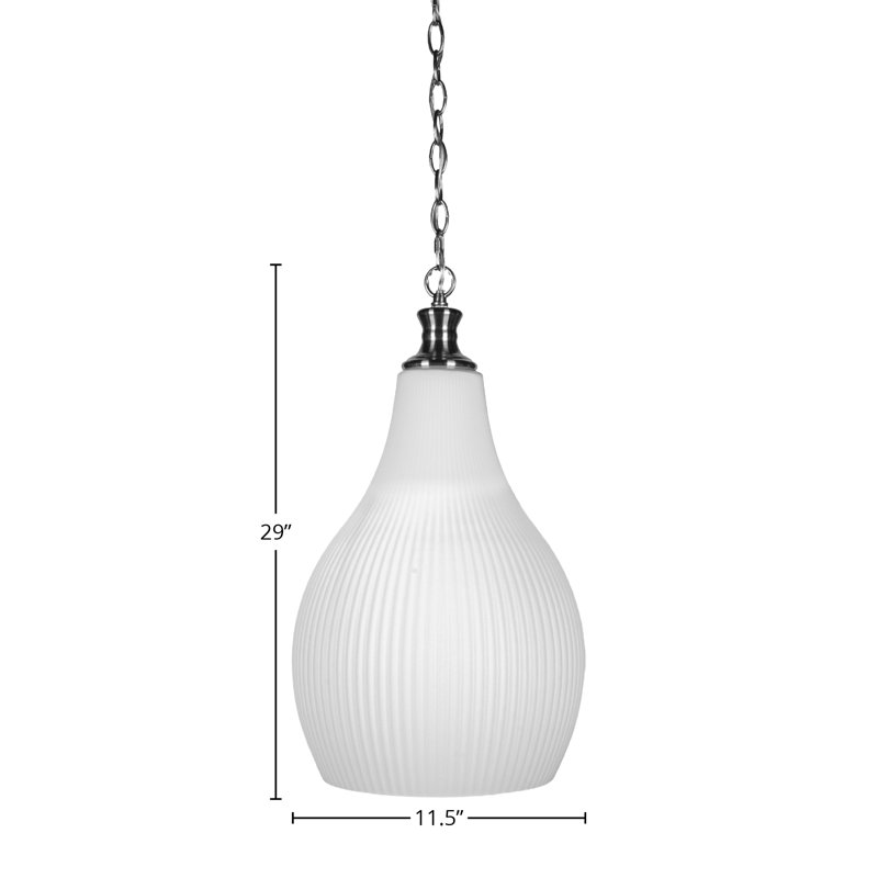 Luminaire suspendu à chaîne Carina, fini nickel brossé avec verre opale givré 12,25 po