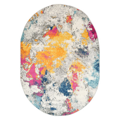 Noires Abstract Ivory/Gray/Blue Area Rug