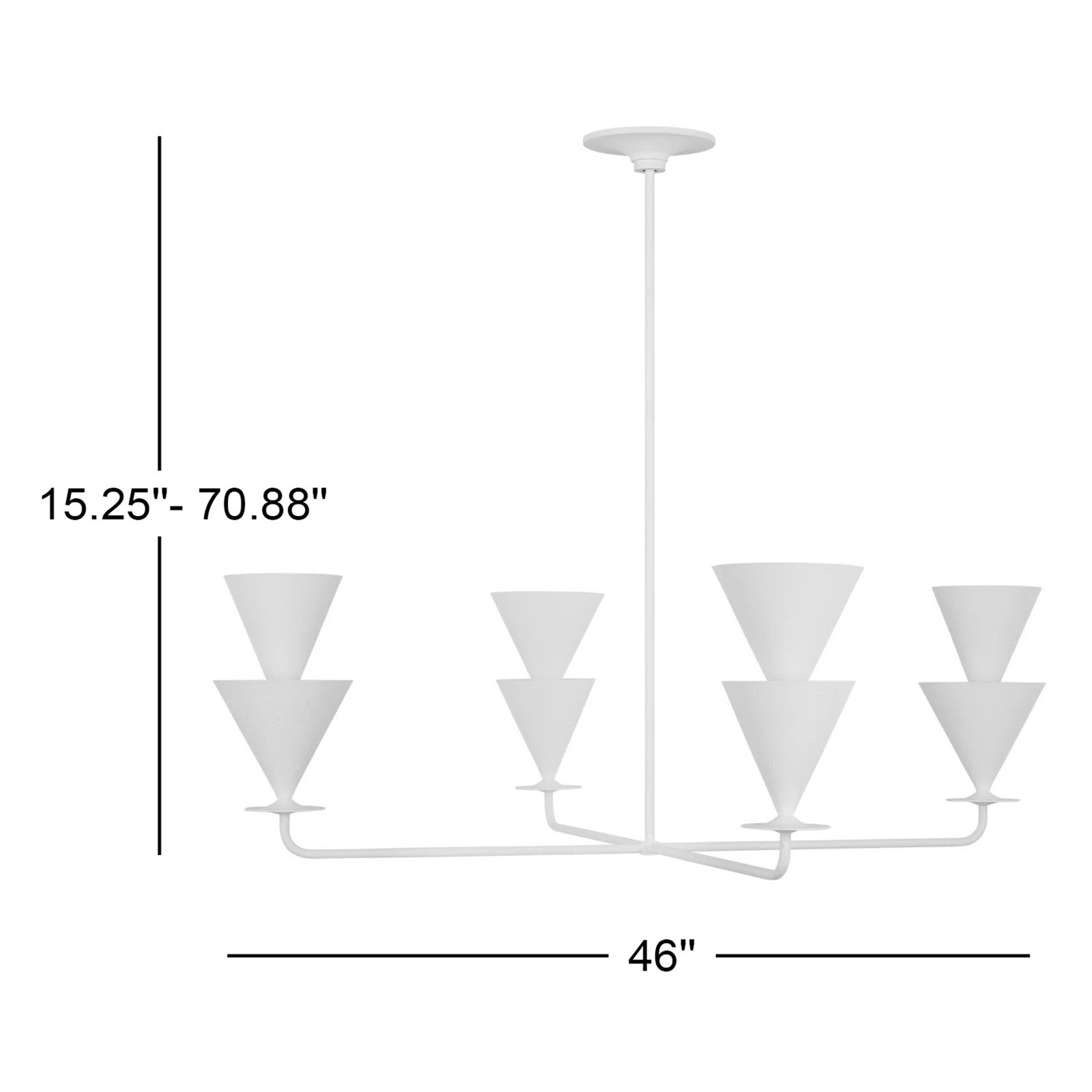 Deckland 4 - Light Metal Dimmable Chandelier, 15.25" H x 46" W x 46" D