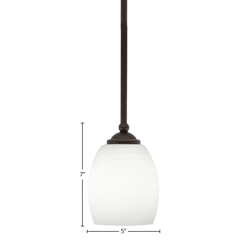 Mini-luminaire suspendu suspendu Zilo avec verre en lin blanc de 5 po, Granit foncé