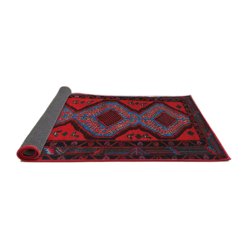 Tapis traditionnel rouge / noir Larae, Rond 4 pi