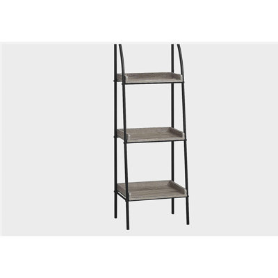Bibliothèque, bibliothèque, étagère, d'angle, 3 niveaux, h 48 po, bureau, chambre à coucher, stratifié brun, métal noir, contemporain, moderne