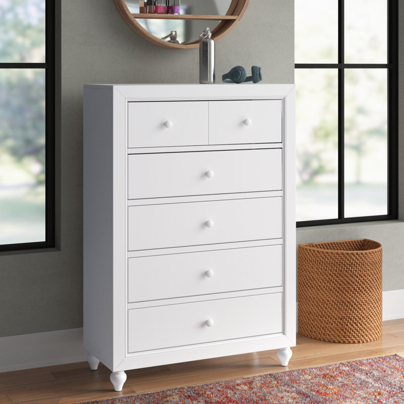 Commode standard 5 tiroirs , Blanc