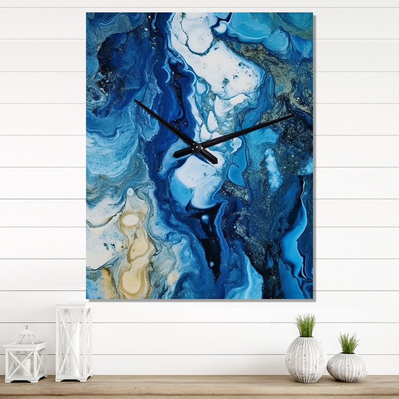 Blue Grey Ethereal Elixir II - Abstract Wall Clock, Medium