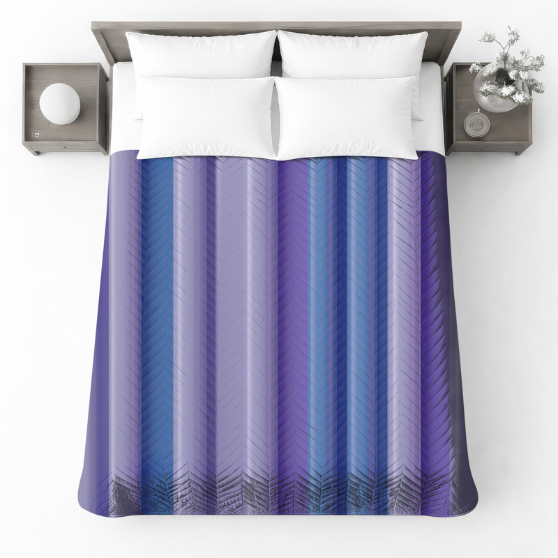 Blue Purple Stripes Bedding Stripes Bedspread Pattern, Queen