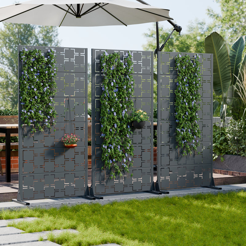 H 60 po x l 30 po x P 16 po avec écran d'intimité en métal et panneau de clôture en treillis, 60" H x 30" W x 16" D