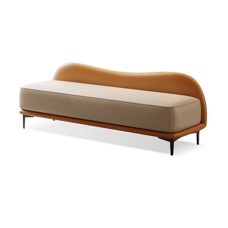 Upholstered Bench, Orange;Beige