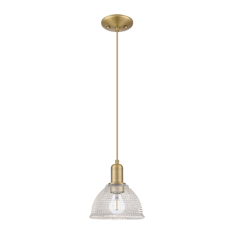 Mini-luminaire suspendu 1 lumière Arcadia - Arietta, H 5 po x l 8 po x P 8 po, Laiton brossé