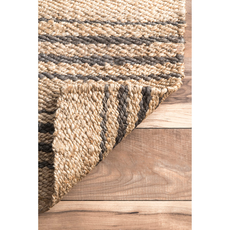  Tapis rayé en jute Natural Sycamore, Carré 8 pi