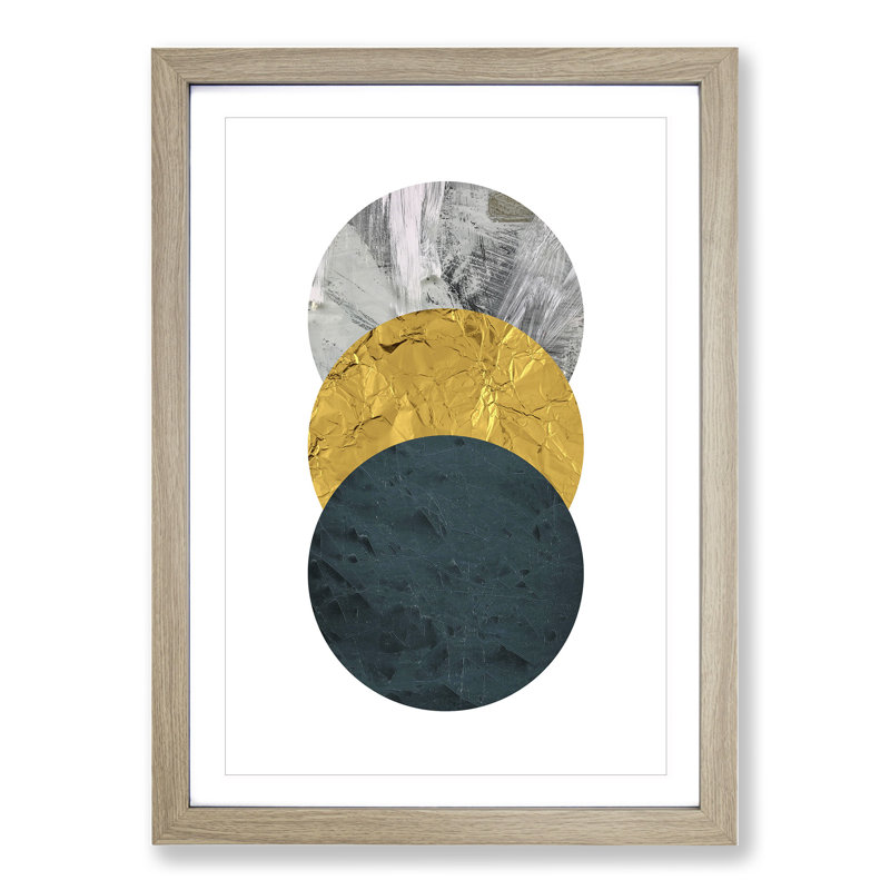 Textured Shapes No.1 - Picture Frame Graphic Art, Oak Framed, 48cm H x 36cm W x 2cm D