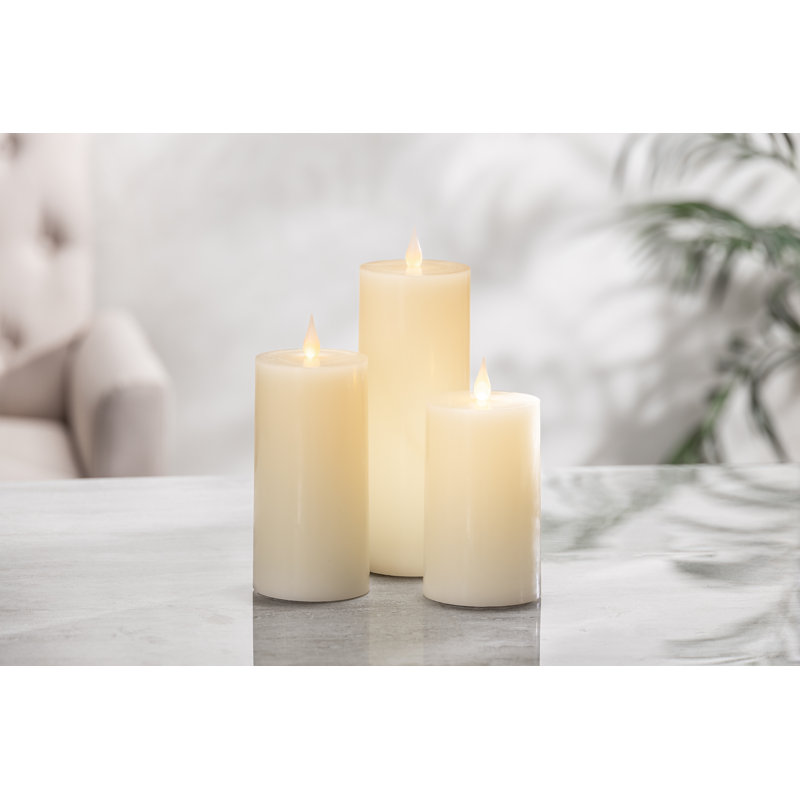 Ensemble de 2 bougies pilier à DEL Bisque Wax Bonetti, 7,2 po x 3 po, 2