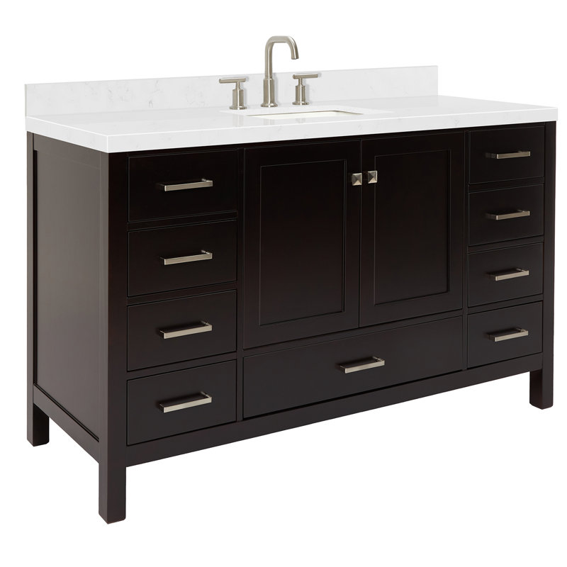  Ensemble de meuble-lavabo simple 60 "60", Espresso, Rectangular