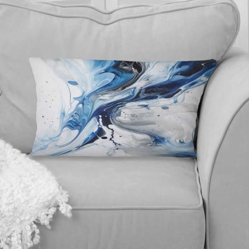 Blue And Grey Ethereal Elixir I - Abstract Printed Throw Pillow