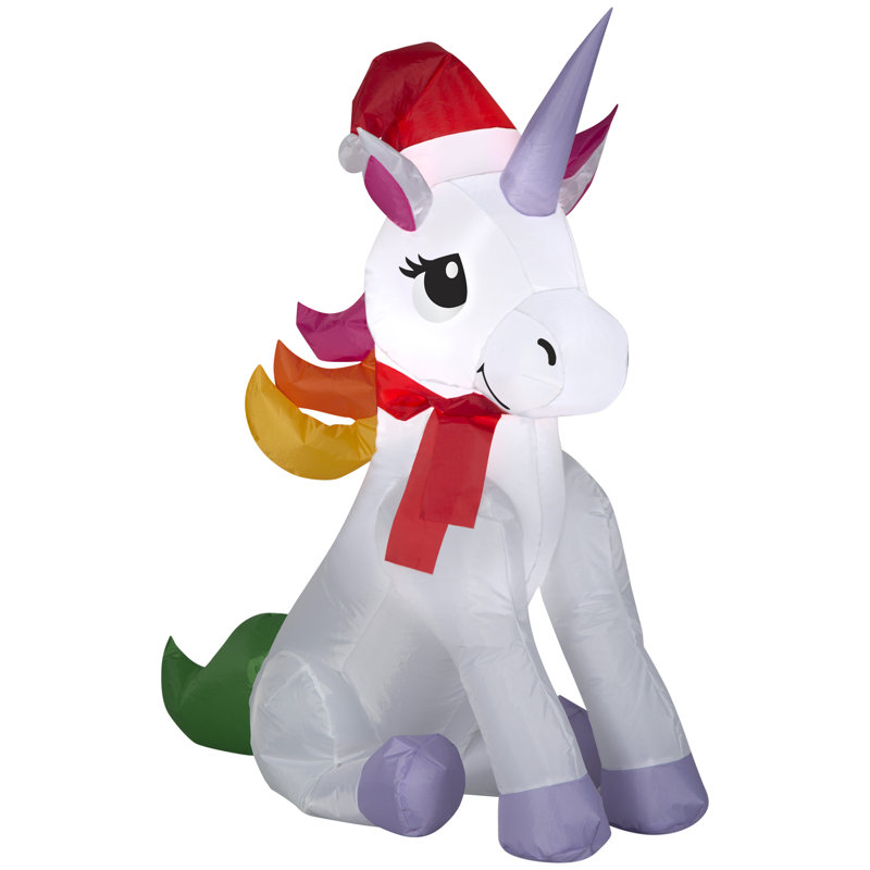 Licorne de Noël gonflable arc-en-ciel