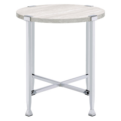 Table de bout contemporaine en chêne blanc avec détails décoratifs et espace