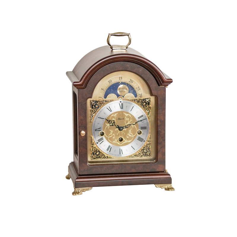 Beech Manufactured Wood Mechanical Tabletop Clock