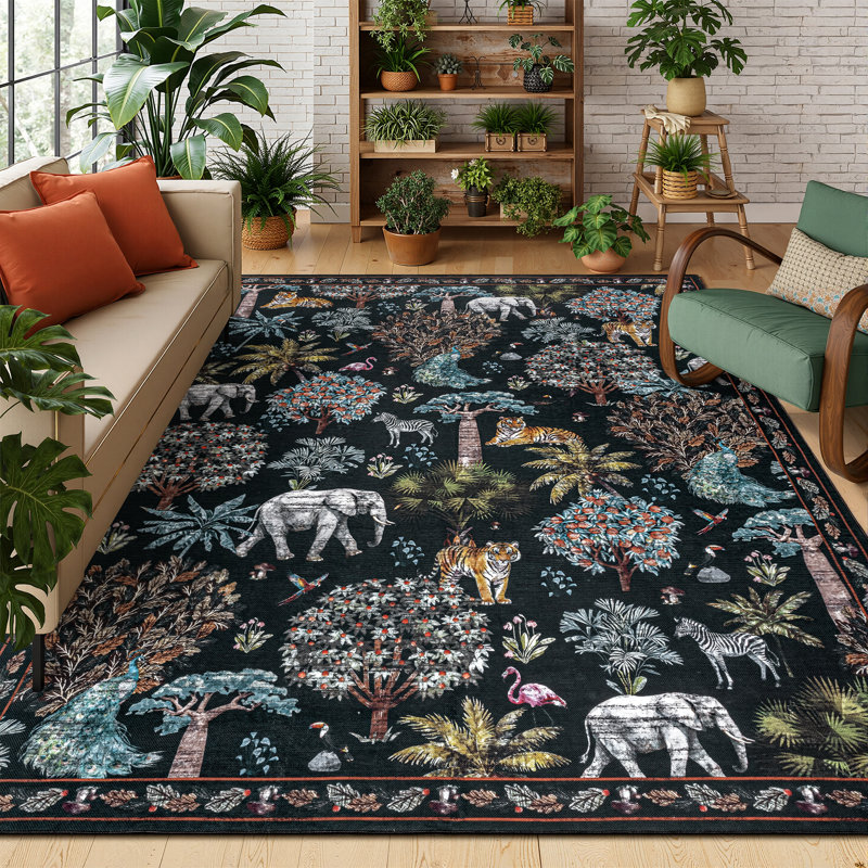 Woven Indoor / Outdoor Rug, Rectangle 5' x 7', Black