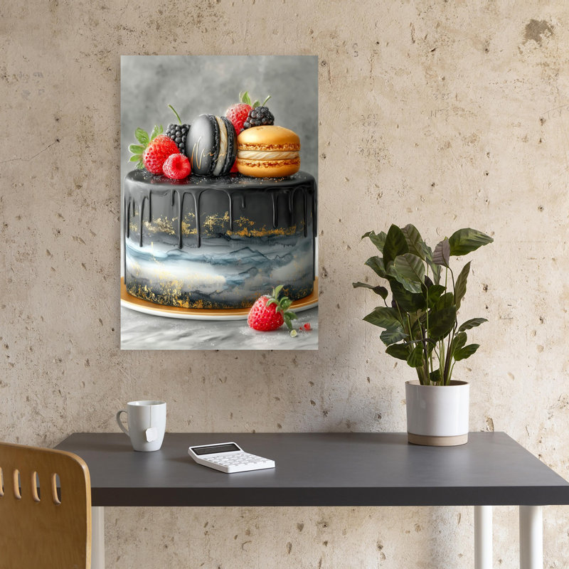 Art mural moderne élégant, gâteau noir élégant, H 18 po x l 12 po