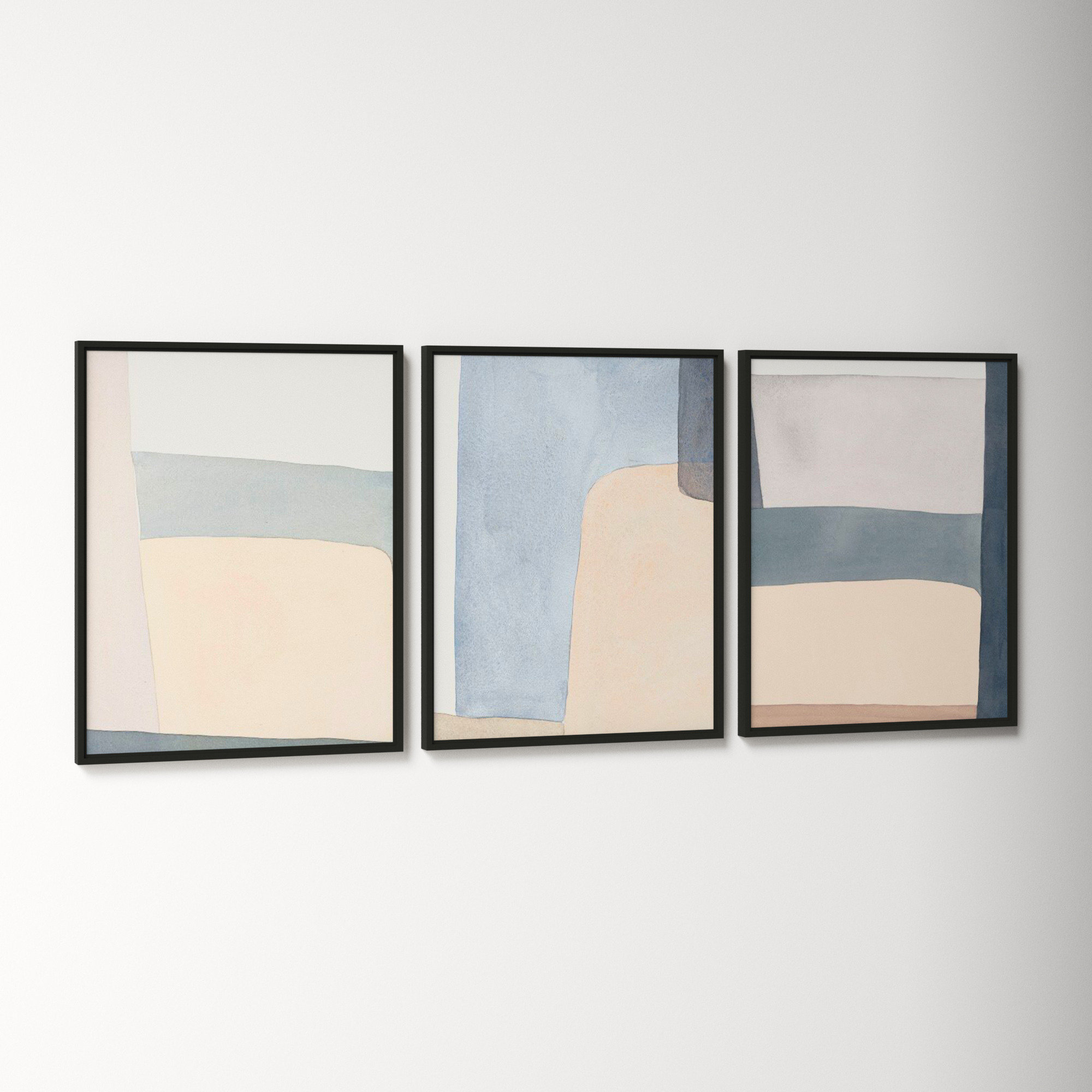 Grey Hue Set Of 3 by Julia Balfour, Black, Picture Framed Canvas, 30" H x 72" W