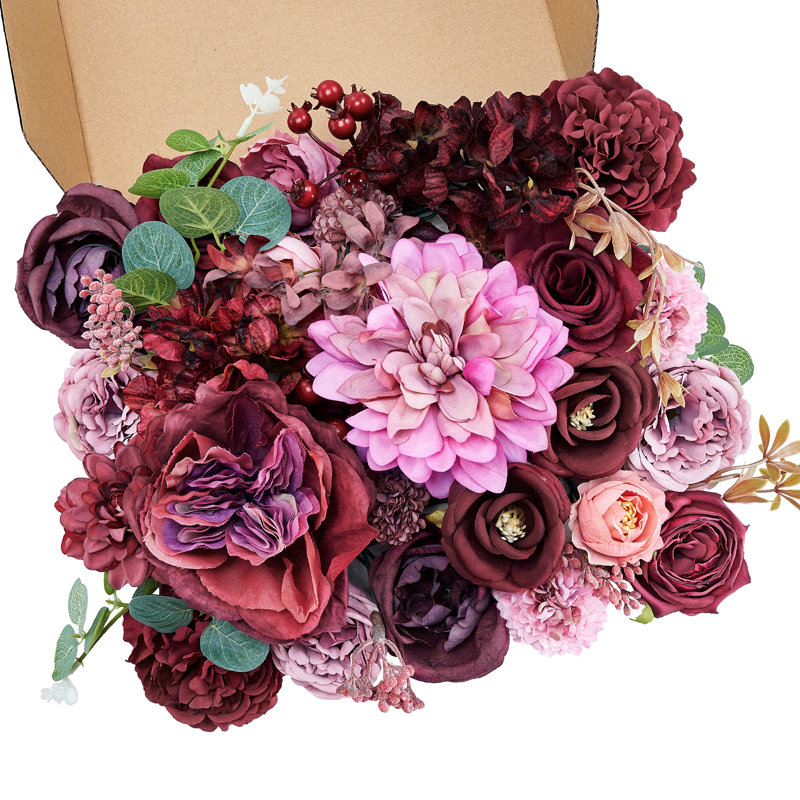 Boîte combinée de fleurs artificielles pour bricolage mariage bouquet de douche
