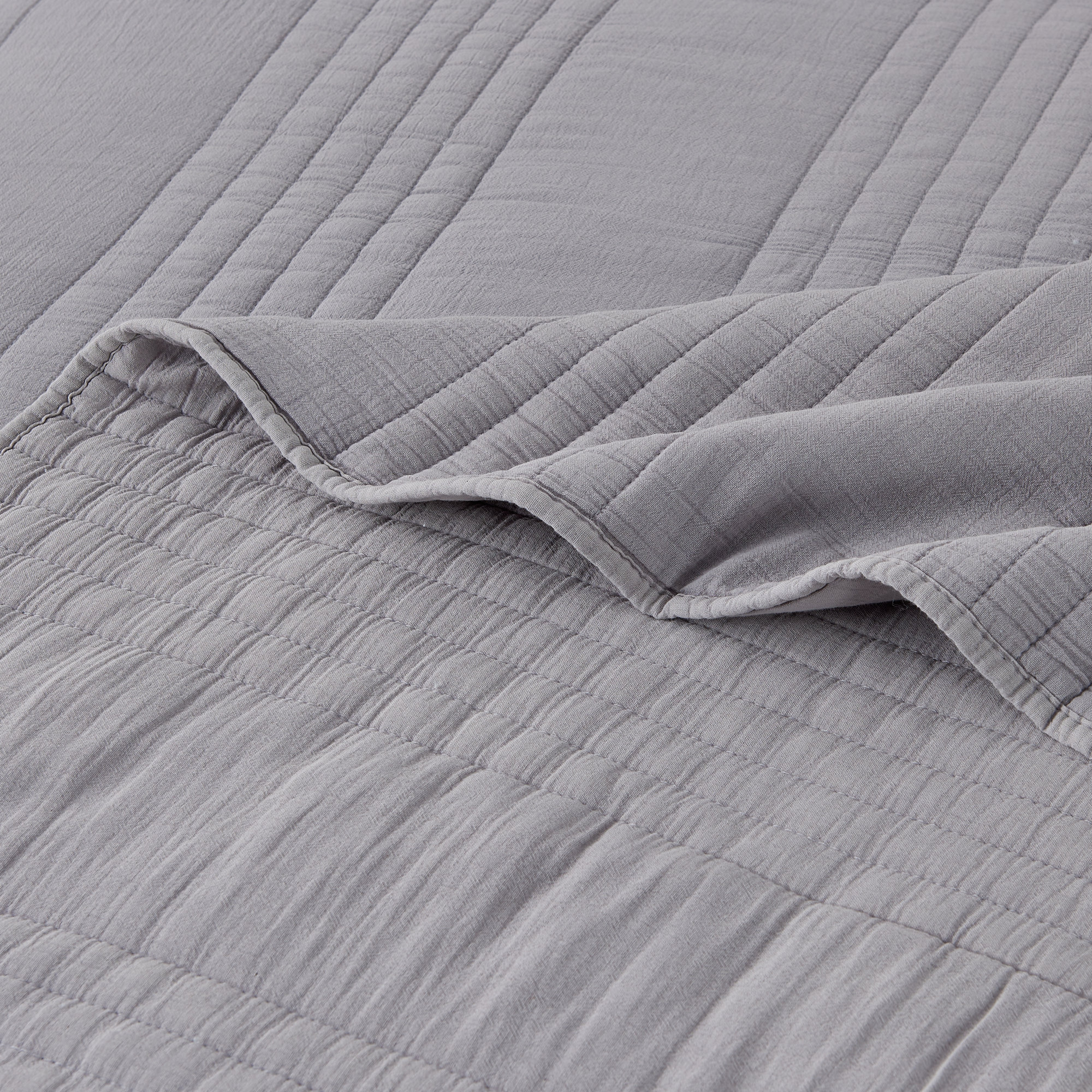 Cotton Quilt Set, Light Gray, Twin Quilt + 1 Standard Sham