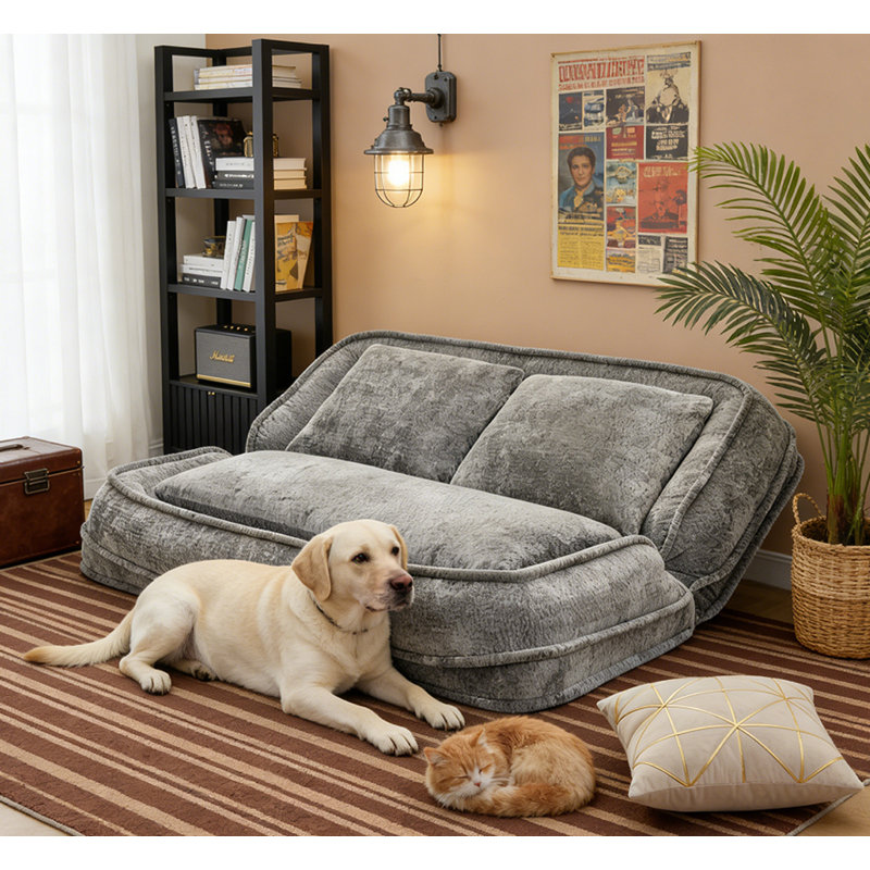 Canapé-lit double pour chien, Gris clair