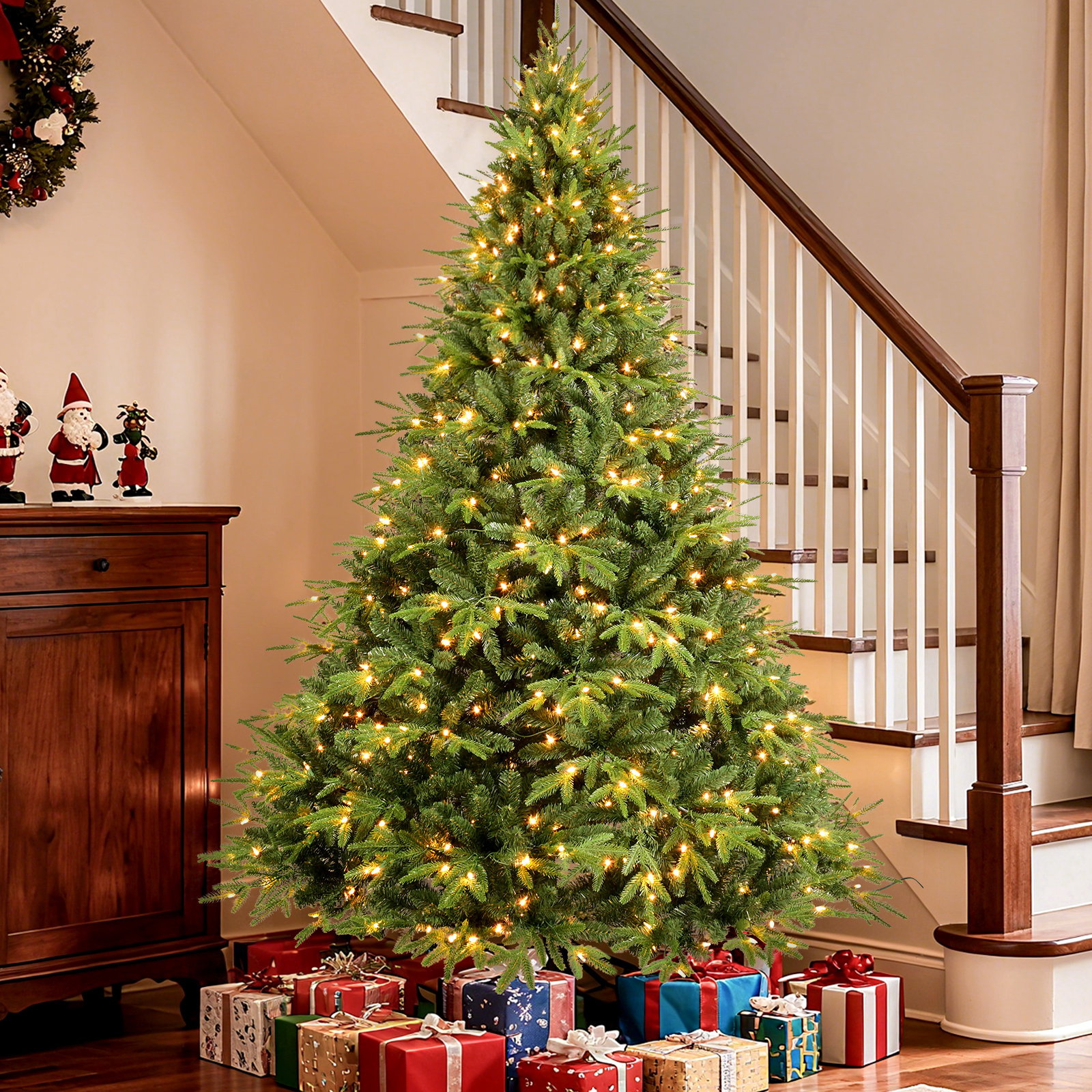 The Holiday Aisle® Pre-lit PE/PVC Combined Christmas Tree \u0026 Reviews | Joss  \u0026 Main, image size:1600x1600