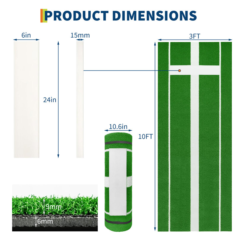 10 x 3 ft Softball Pitching Mat,Softball Practice Mat with Rubber Base and Denser Anti-Fade Turf,Softball Pitching Mound for Outdoor and Indoor Use,Green
