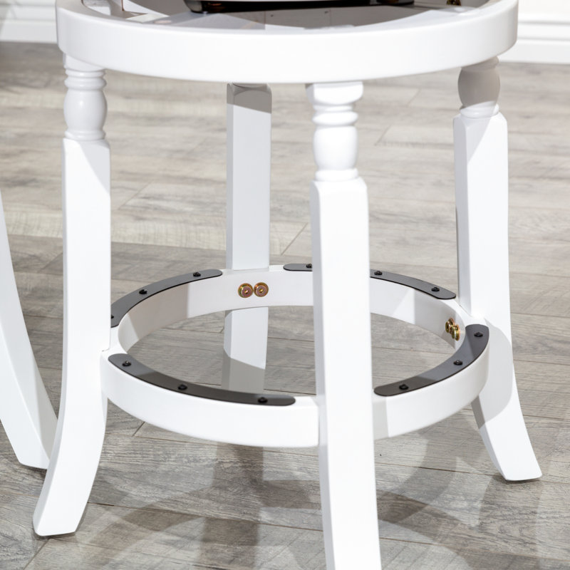 Tabouret de bar de 30 po, blanc et gris anthracite, de fabrication, fonction pivotante, coussin en mousse, s'adapte à la finition du comptoir ou des réglages et siège gris anthracite, mécanisme robuste en bois franc, confortable pour