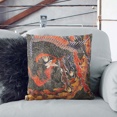 Phoenix by Katsushika Hokusai Cushion with Filling