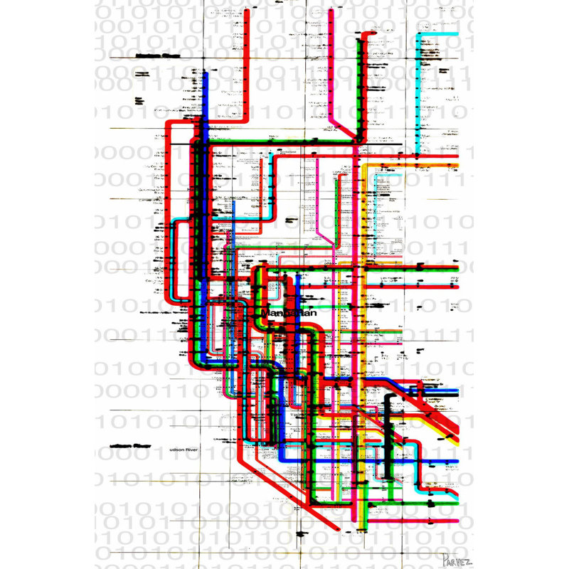 « métro » par parvez taj,, reproduction d’art sur toile tendue, H 36 po x l 24 po x P 1,5 po
