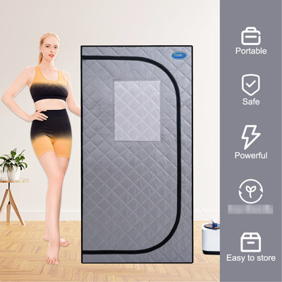Tente à vapeur portable grise Mini Plus - Spa personnel avec générateur, télécommande. Facile à installer. Chauffage rapide. & Ul. Isolation thermique. Imperméable. 360 jets. 9 options de vitesse. Améliorez votre endurance corporelle à domicile