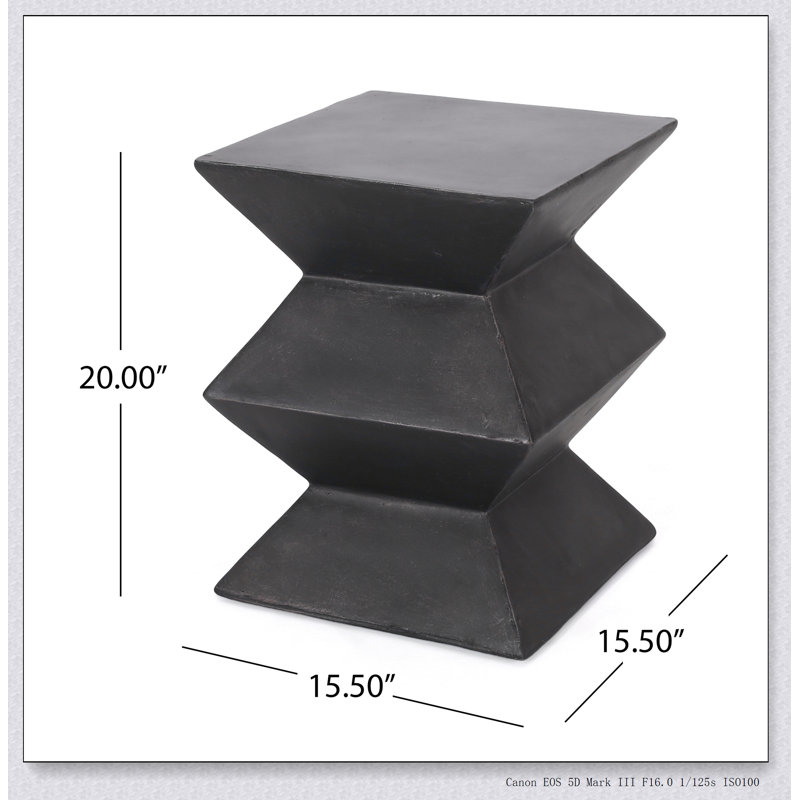 Table d'appoint d'extérieur en béton léger, table de bout MGO avec piédestal géométrique pour jardins et patios modernes