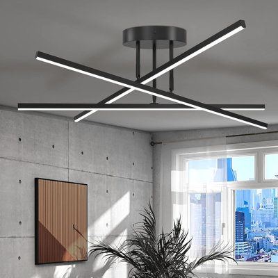 LED Chandelier, 3-Lights Modern Semi Flush Mount Ceiling Lighting Fixture For Kitchen Dining Room Foyer Entry Bedroom 18W