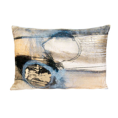 Cotton Velvet Printed Lumbar Pillow With Gold Foil