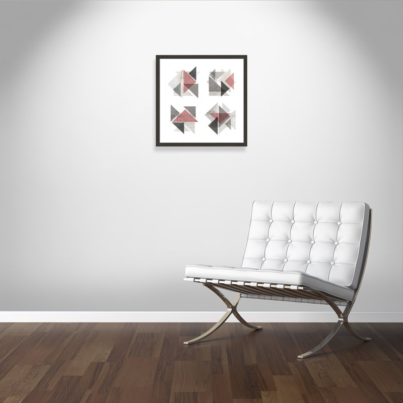 Oliviyah Boho Geometrics Blush Gray - cadre photo, impression sur papier, Texture grain de bois noir