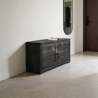 Entrance Storage Desk With Seat Cushions And Adjustable Shelves - Cushioned Seat Storage Compartments For Corridors And Bedrooms